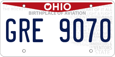 OH license plate GRE9070