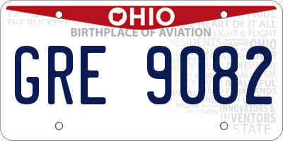 OH license plate GRE9082