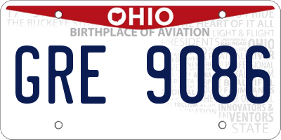 OH license plate GRE9086