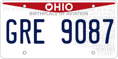 OH license plate GRE9087