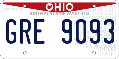 OH license plate GRE9093