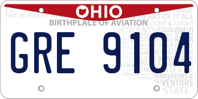 OH license plate GRE9104