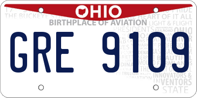OH license plate GRE9109