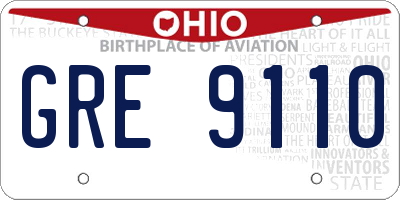 OH license plate GRE9110