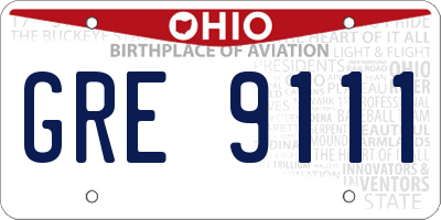 OH license plate GRE9111