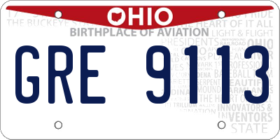 OH license plate GRE9113