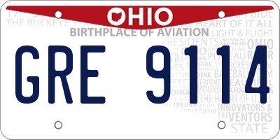 OH license plate GRE9114