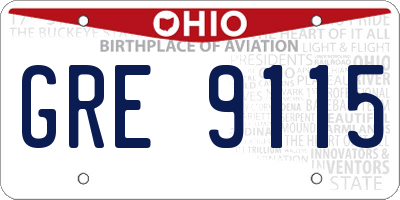 OH license plate GRE9115