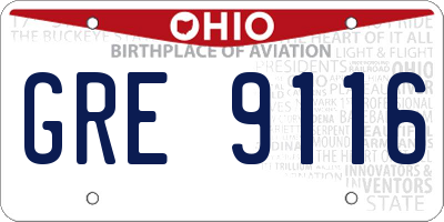 OH license plate GRE9116