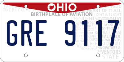 OH license plate GRE9117