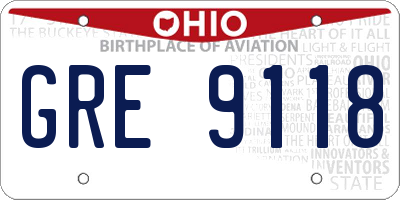 OH license plate GRE9118