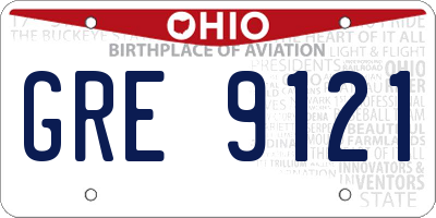 OH license plate GRE9121