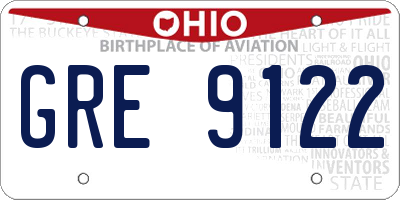 OH license plate GRE9122