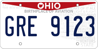 OH license plate GRE9123