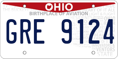 OH license plate GRE9124