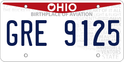 OH license plate GRE9125