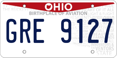 OH license plate GRE9127