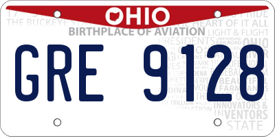 OH license plate GRE9128
