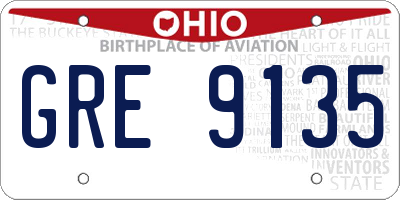 OH license plate GRE9135