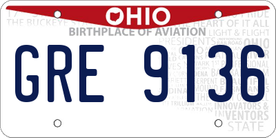 OH license plate GRE9136