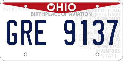 OH license plate GRE9137