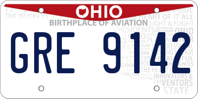 OH license plate GRE9142