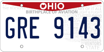 OH license plate GRE9143