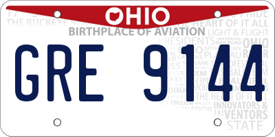 OH license plate GRE9144
