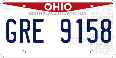 OH license plate GRE9158