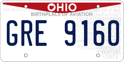 OH license plate GRE9160