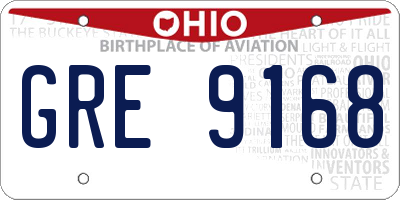 OH license plate GRE9168