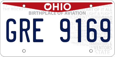 OH license plate GRE9169