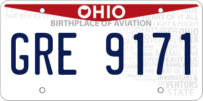 OH license plate GRE9171