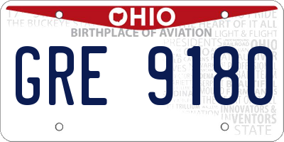 OH license plate GRE9180