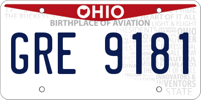 OH license plate GRE9181