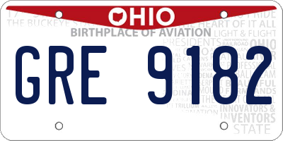 OH license plate GRE9182