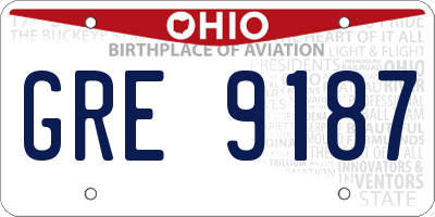 OH license plate GRE9187