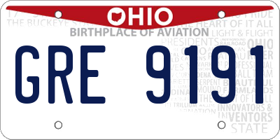 OH license plate GRE9191