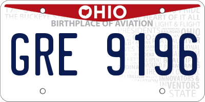 OH license plate GRE9196