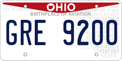 OH license plate GRE9200