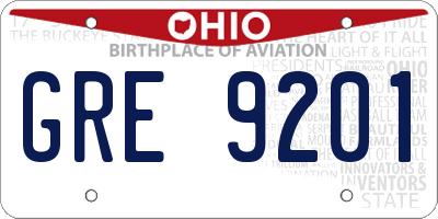 OH license plate GRE9201