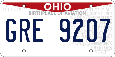 OH license plate GRE9207