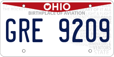 OH license plate GRE9209