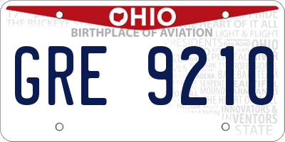 OH license plate GRE9210