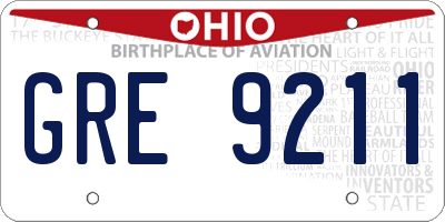 OH license plate GRE9211