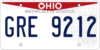OH license plate GRE9212