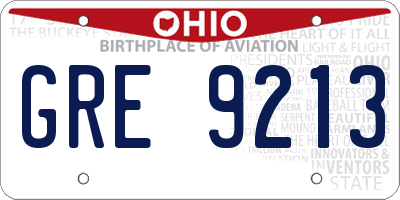 OH license plate GRE9213