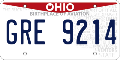 OH license plate GRE9214