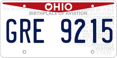 OH license plate GRE9215