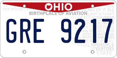 OH license plate GRE9217